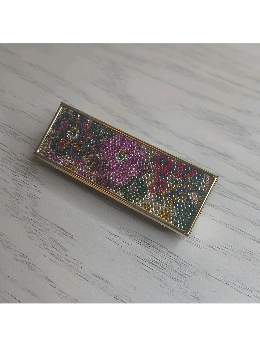 RARE Judith Leiber Swarovski Roses Floral Crystal Lipstick Case